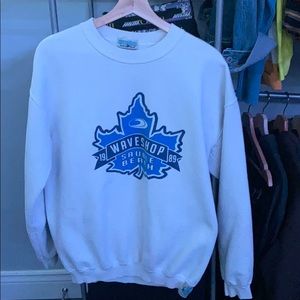 Sauble Beach white and blue crewneck